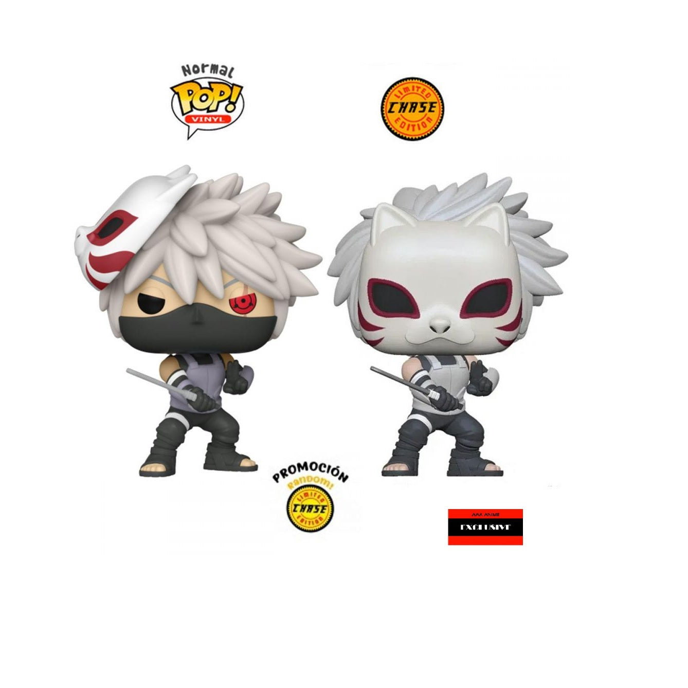 Naruto Shippuden - Kakashi (Anbu) w/Chase (AAA Anime) (caja con detalles/daño)